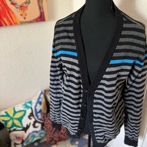 21 Men Striped Colorblock Cardigan
